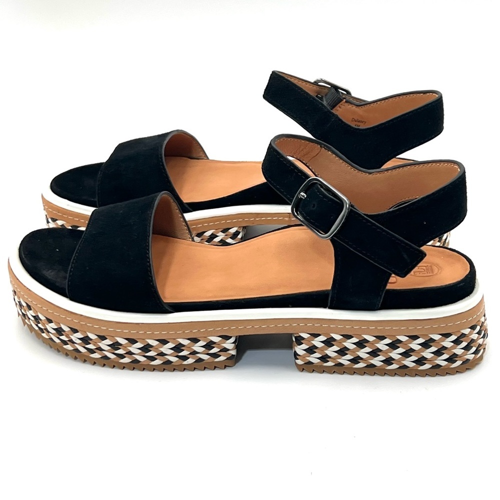 L’Amour Des Pieds Dalaney Platform Tan Black Suede Comfort Ankle Strap Sandals 8 - Picture 7 of 12